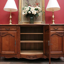 Load image into Gallery viewer, Antique French Oak Three-door, Two-drawer Sideboard Buffet. Three Keys, Parquetry Top. B12134
