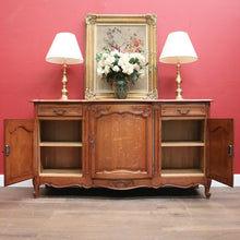 Load image into Gallery viewer, Antique French Oak Three-door, Two-drawer Sideboard Buffet. Three Keys, Parquetry Top. B12134
