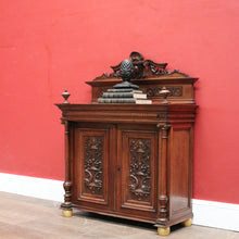 Load image into Gallery viewer, Antique French Display Cabinet with Carved Doors, back and Finial Details. B12154
