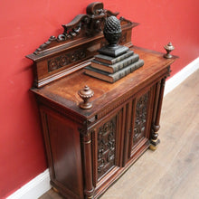 Load image into Gallery viewer, Antique French Display Cabinet with Carved Doors, back and Finial Details. B12154
