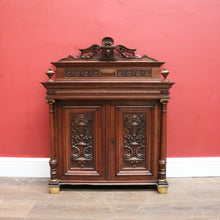 Load image into Gallery viewer, Antique French Display Cabinet with Carved Doors, back and Finial Details. B12154
