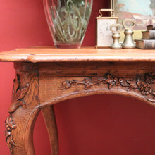 Load image into Gallery viewer, x SOLD Antique French Oak Carved Apron Centre Table with Shaped Top and Bullnose Edge. B12135
