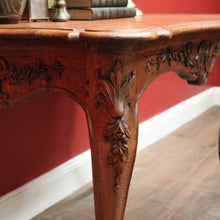 Load image into Gallery viewer, x SOLD Antique French Oak Carved Apron Centre Table with Shaped Top and Bullnose Edge. B12135
