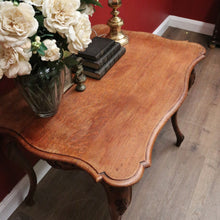 Load image into Gallery viewer, x SOLD Antique French Oak Carved Apron Centre Table with Shaped Top and Bullnose Edge. B12135
