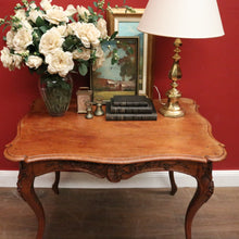 Load image into Gallery viewer, x SOLD Antique French Oak Carved Apron Centre Table with Shaped Top and Bullnose Edge. B12135
