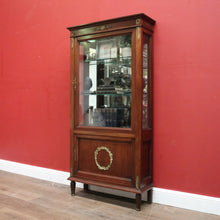 Load image into Gallery viewer, Antique French Walnut and Glass Two Door Narrow China Cabinet with Glass Shelves. B12139
