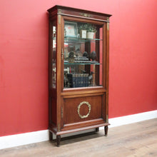 Load image into Gallery viewer, Antique French Walnut and Glass Two Door Narrow China Cabinet with Glass Shelves. B12139
