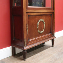 Load image into Gallery viewer, Antique French Walnut and Glass Two Door Narrow China Cabinet with Glass Shelves. B12139
