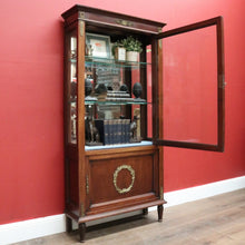 Load image into Gallery viewer, Antique French Walnut and Glass Two Door Narrow China Cabinet with Glass Shelves. B12139
