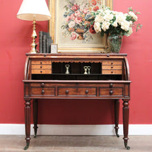 Load image into Gallery viewer, x SOLD Antique Napoleon III Cylinder Desk, Mahogany and Leather Office Desk, Napoleon III. B12176
