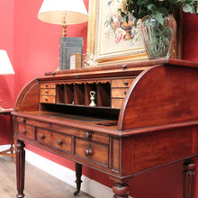 Load image into Gallery viewer, x SOLD Antique Napoleon III Cylinder Desk, Mahogany and Leather Office Desk, Napoleon III. B12176
