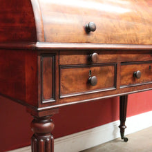 Load image into Gallery viewer, x SOLD Antique Napoleon III Cylinder Desk, Mahogany and Leather Office Desk, Napoleon III. B12176
