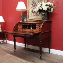 Load image into Gallery viewer, x SOLD Antique Napoleon III Cylinder Desk, Mahogany and Leather Office Desk, Napoleon III. B12176
