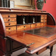 Load image into Gallery viewer, x SOLD Antique Napoleon III Cylinder Desk, Mahogany and Leather Office Desk, Napoleon III. B12176
