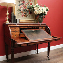 Load image into Gallery viewer, x SOLD Antique Napoleon III Cylinder Desk, Mahogany and Leather Office Desk, Napoleon III. B12176
