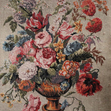 Load image into Gallery viewer, Antique French Wall Hanging Hand-made Tapestry &quot;Still Life&quot; Flowers in an Urn or Vase. B12133
