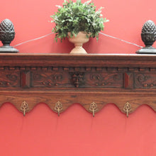 Load image into Gallery viewer, Antique French Oak Coat Rack with Brass Hooks and a Carved Greenman Centrepiece. B12037
