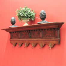 Load image into Gallery viewer, Antique French Oak Coat Rack with Brass Hooks and a Carved Greenman Centrepiece. B12037
