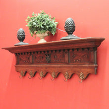 Load image into Gallery viewer, Antique French Oak Coat Rack with Brass Hooks and a Carved Greenman Centrepiece. B12037
