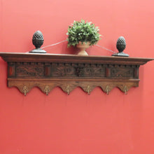 Load image into Gallery viewer, Antique French Oak Coat Rack with Brass Hooks and a Carved Greenman Centrepiece. B12037
