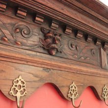 Load image into Gallery viewer, Antique French Oak Coat Rack with Brass Hooks and a Carved Greenman Centrepiece. B12037
