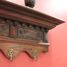 Load image into Gallery viewer, Antique French Oak Coat Rack with Brass Hooks and a Carved Greenman Centrepiece. B12037
