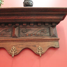 Load image into Gallery viewer, Antique French Oak Coat Rack with Brass Hooks and a Carved Greenman Centrepiece. B12037
