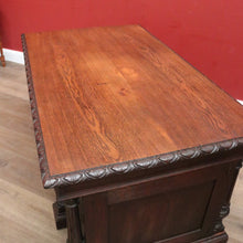 Load image into Gallery viewer, x SOLD Antique French Oak Twin Pedestal Office Desk, Three Drawer Desk with Drawers and Brass Handles. B12173
