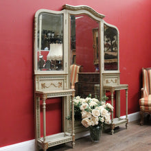 Load image into Gallery viewer, Antique Hand-painted French Grey and Gilt Tri-Mirror Hall Stand, Bevelled Mirror. B12138
