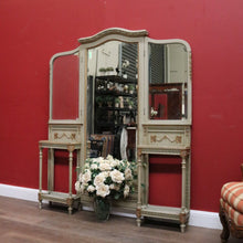 Load image into Gallery viewer, Antique Hand-painted French Grey and Gilt Tri-Mirror Hall Stand, Bevelled Mirror. B12138
