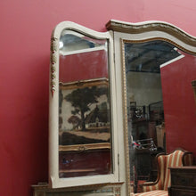 Load image into Gallery viewer, Antique Hand-painted French Grey and Gilt Tri-Mirror Hall Stand, Bevelled Mirror. B12138
