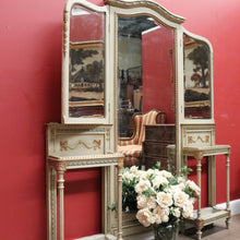 Load image into Gallery viewer, Antique Hand-painted French Grey and Gilt Tri-Mirror Hall Stand, Bevelled Mirror. B12138
