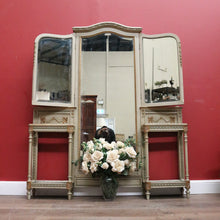 Load image into Gallery viewer, Antique Hand-painted French Grey and Gilt Tri-Mirror Hall Stand, Bevelled Mirror. B12138
