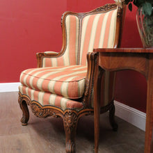 Load image into Gallery viewer, x SOLD Antique French Armchair, Cherrywood and Fabric, Wing Back Chair, Feather/Down Cushion. B12111
