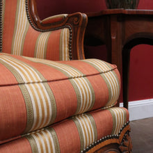 Load image into Gallery viewer, x SOLD Antique French Armchair, Cherrywood and Fabric, Wing Back Chair, Feather/Down Cushion. B12111
