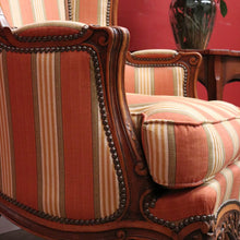 Load image into Gallery viewer, x SOLD Antique French Armchair, Cherrywood and Fabric, Wing Back Chair, Feather/Down Cushion. B12111
