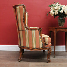 Load image into Gallery viewer, x SOLD Antique French Armchair, Cherrywood and Fabric, Wing Back Chair, Feather/Down Cushion. B12111
