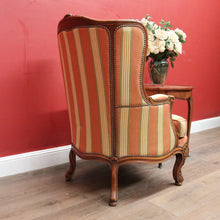 Load image into Gallery viewer, x SOLD Antique French Armchair, Cherrywood and Fabric, Wing Back Chair, Feather/Down Cushion. B12111
