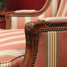 Load image into Gallery viewer, Antique French Armchair, Cherrywood and Fabric, Wing Back Chair, Feather/Down Cushion. B12112
