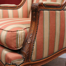 Load image into Gallery viewer, Antique French Armchair, Cherrywood and Fabric, Wing Back Chair, Feather/Down Cushion. B12112
