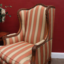 Load image into Gallery viewer, Antique French Armchair, Cherrywood and Fabric, Wing Back Chair, Feather/Down Cushion. B12112
