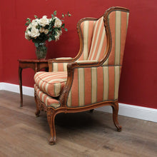 Load image into Gallery viewer, Antique French Armchair, Cherrywood and Fabric, Wing Back Chair, Feather/Down Cushion. B12112
