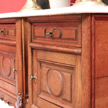 Load image into Gallery viewer, x SOLD Antique French Oak and Marble Top Bedside Cabinets or Lamp Tables. B12085
