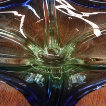 Load image into Gallery viewer, Mid-Century St Lambert Blue / Green Vase - Retro, Vintage, Fruit Bowl, Murano-Style. B12166
