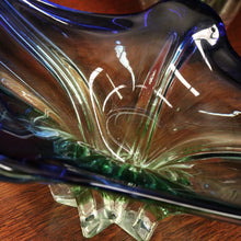 Load image into Gallery viewer, Mid-Century St Lambert Blue / Green Vase - Retro, Vintage, Fruit Bowl, Murano-Style. B12166
