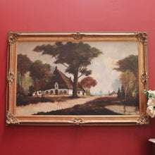 Load image into Gallery viewer, Antique Dutch Framed Oil on Canvas, Country Farmhouse Village Scene. B11674
