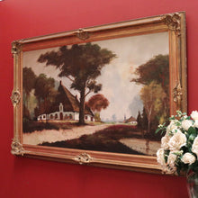 Load image into Gallery viewer, Antique Dutch Framed Oil on Canvas, Country Farmhouse Village Scene. B11674
