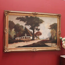 Load image into Gallery viewer, Antique Dutch Framed Oil on Canvas, Country Farmhouse Village Scene. B11674
