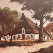 Load image into Gallery viewer, Antique Dutch Framed Oil on Canvas, Country Farmhouse Village Scene. B11674
