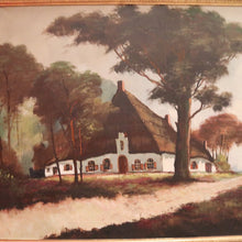 Load image into Gallery viewer, Antique Dutch Framed Oil on Canvas, Country Farmhouse Village Scene. B11674
